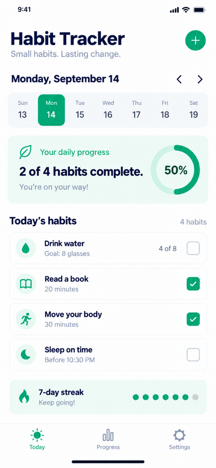 Habit Tracker concept app screenshot